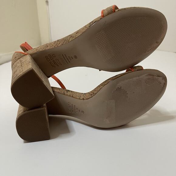 SCHUTZ Cadey Lee Block Casual Leather Sandal orange trim cork US 7.5 - Picture 7 of 8